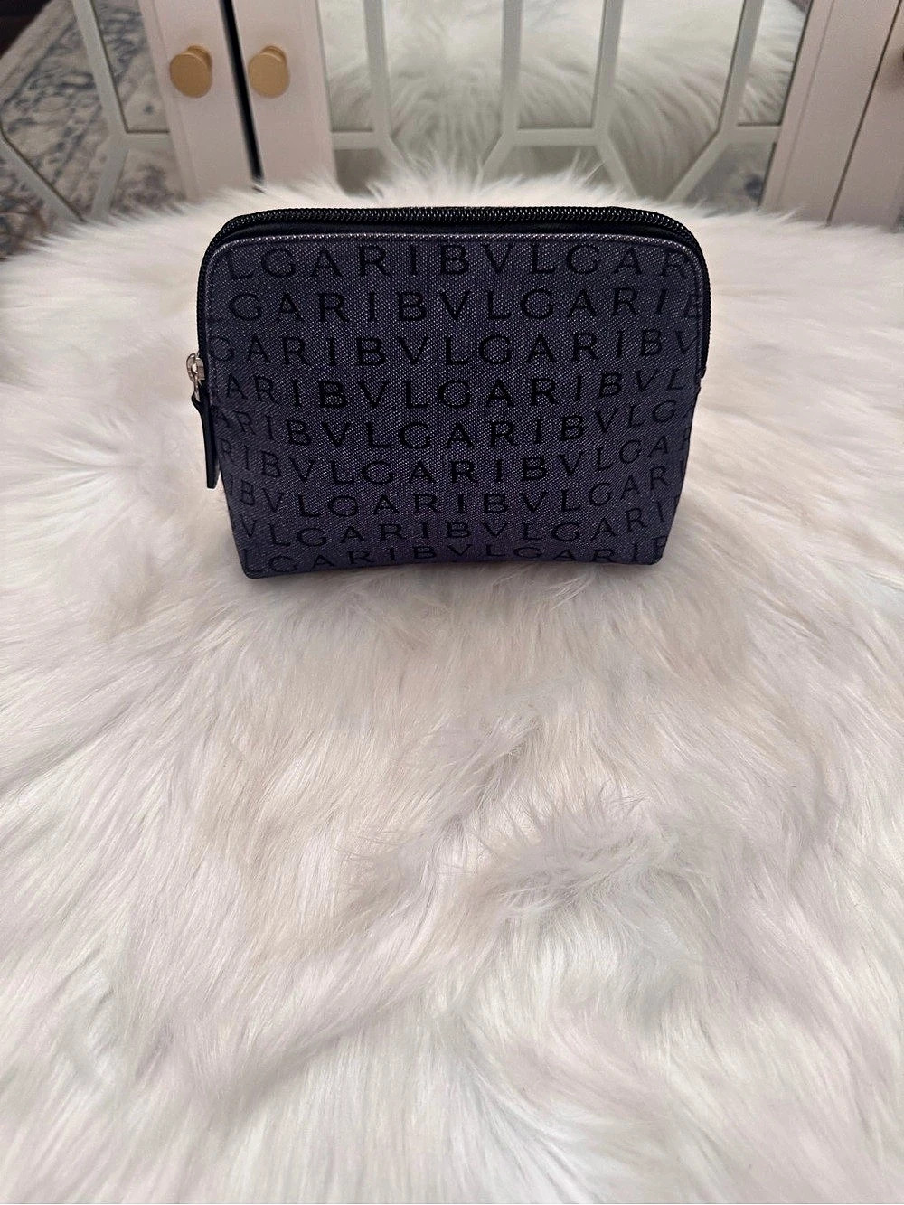 BVLGARI Logomania Canvas/Denim Cosmetic Pouch
